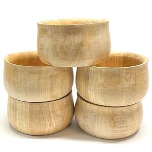 VTG Set Of 5 GOODWOOD MCM Salad Bowl Set Curved Teak Beachwood Style Used